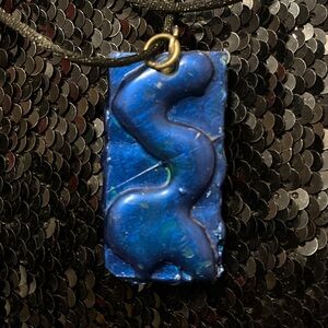 Reversible One of a Kind Handmade Unique Blue Abstract Pendant Necklace